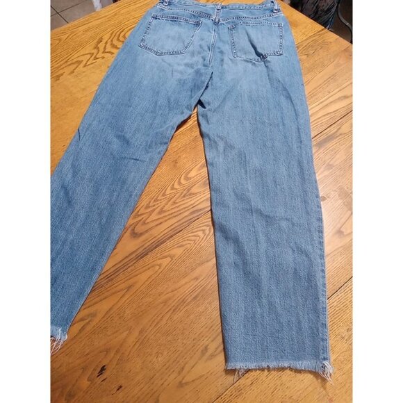 UNIQLO Jeans Womens 11 BLUE TAPERED RELAXED HIGH RISE Used Ripped Summer Winter - Picture 9 of 12